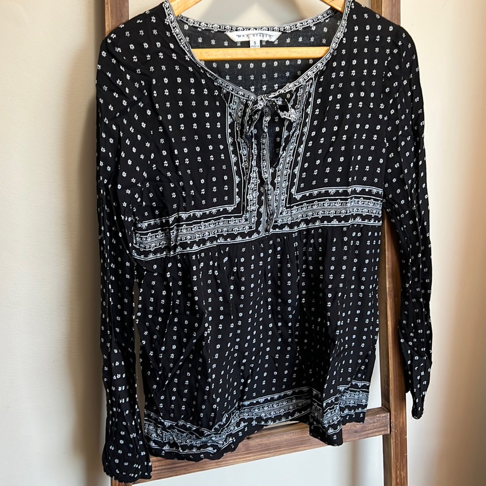 Max Studios Black & White Print Bohemian Shirt.